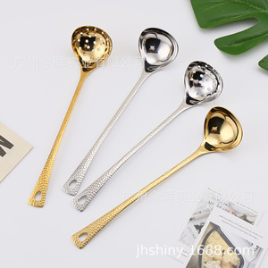 Cuillère en acier inoxydable Shiny-Jh 304 avec manche martelé, solide et perforée, pour remuer et filtrer, ustensile de cuisine - Product Image 4