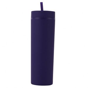 Custom Logo 16Oz <b>Plastic</b> Double Wall Black Plain Matte Colored Acrylic Skinny Tumbler <b>Cups</b> With Straw - Product Image 2