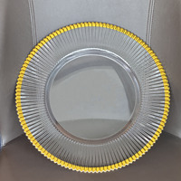 Assiette de présentation dorée avec perles, assiette décorative pour dîner, hôtel, banquet, mariage, décoration de table dorée