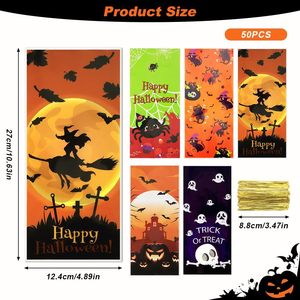 Sacchetti di Halloween Cellophane biscotti di plastica regalo sacchetto di caramelle dolcetto o scherzetto feste bomboniere forniture - Product Image 2