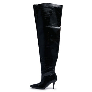 Botas Altas Sobre la Rodilla para Mujer, Super Anchas, con Punta en Pico, Botines Largos, Tacones de Aguja, Estampados Animales, Calzado de Tacón Alto - Product Image 5