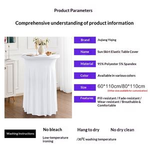 Factory Direct Supply Modern Elastic Polyester Round Solid Color Cocktail Skirt Table Cover for Banquet High Bar Cross-Border - Product Image 4
