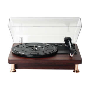 Tocadiscos de Vinilo Retro de Madera Personalizado de Fábrica con Cubierta Antipolvo, Reproductor de Discos Vintage con Bluetooth, Decoración para el Hogar, Audio para Sala de Estar - Product Image 1