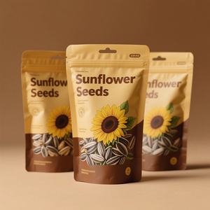 Bolsa de plástico impresa personalizada Fruta Nueces Kemels Comida Bolsa de fondo plano Bolsa de semillas de girasol con agujero para colgar - Product Image 5
