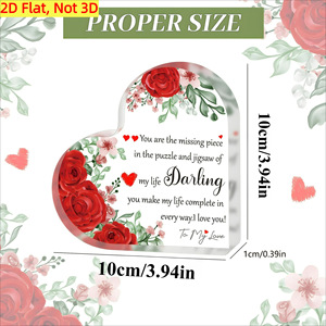 1 assiette décorative en acrylique en forme de cœur avec un message romantique que vous manquez - Product Image 4