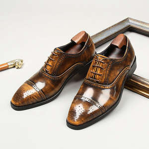 Chaussures en cuir pour hommes gravées de lettres, chaussures habillées italiennes, chaussures en cuir pour robe de mariée - Product Image 2