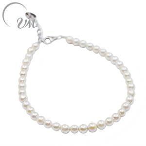 Bracelet en argent sterling 925 avec perles d'Akoya blanches naturelles certifiées NGTC, unisexe/hommes/femmes, pour anniversaire/mariage, vente en gros UM Jewelry - Product Image 2