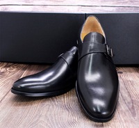 Chaussures habillées pour hommes en cuir véritable faites à la main 1800-V74, à enfiler, à boucle simple, style Oxford, pour affaires et mariages