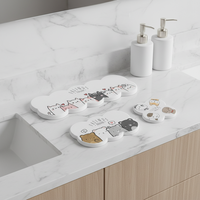 Ensemble moderne pour cuisine : Tapis de séchage rapide et absorbant pour vaisselle et support pour brosses à dents avec porte-savon en diatomite pour la table