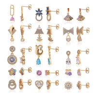 Grossiste Bijoux Por Mayor Plaqué Or 18K Boucles d'Oreilles Pendante Femme Créoles Zircon Fin Joaillerie Or Femme