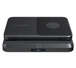 2024 nouveau <span class=keywords><strong>chargeur</strong></span> sans fil pliable à <span class=keywords><strong>double</strong></span> bobine 3-en-1 <span class=keywords><strong>Induction</strong></span> 15w pour tous les téléphones pliables - Product Image 2