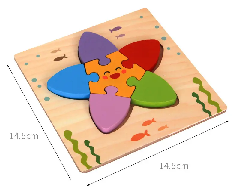 Puzzles 3d Montessori Matériaux Enfants Jigsaw Board Jouets éducatifs en bois pour les tout-petits Puzzle Cartoon 0-12 Mois