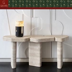 <span class=keywords><strong>Table</strong></span> d'entrée en travertin GOLDKING, beige, pierre naturelle, <span class=keywords><strong>console</strong></span> moderne minimaliste, sur mesure pour la décoration du hall d'entrée - Product Image 2