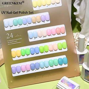 24 colores Macaron Gel Nail Art Set TPO HEMA Free Solid Baby Blue Candy Tones Polish para salón UV Nail Gel Polish Set - Product Image 3