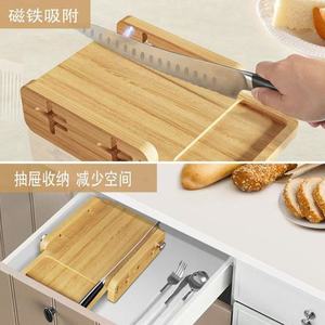 Trancheuse à pain en bois, outil de cuisine domestique pour comptoir, trancheuse/diviseuse de pain grillé et de bagels, en bambou et bois. - Product Image 1
