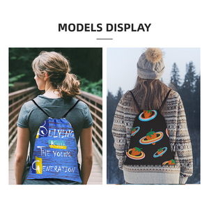 Dye Sublimation <b>Drawstring</b> Polyester Lightweight Fashion Backpack Custom Printed - Product Image 2