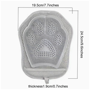Gants électrostatiques anti-poils pour animaux de compagnie OEM, gris, polyester, plastique, 2 en 1, pour le toilettage des chats et des chiens - Product Image 4