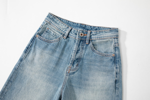 MGL <span class=keywords><strong>pantaloni</strong></span> corti a gamba dritta a quattro bottoni estivi Slim-Fit Micro-elastico a gamba larga Denim Casual - Product Image 4