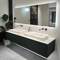 Mitigeur de lavabo encastré gris foncé avec eau chaude et froide, design mural, projet hôtelier populaire
