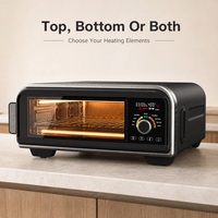 Four à pizza électrique en acier inoxydable 18L, 400°C, avec ventilateur de convection, 2000W, 6 préréglages, noir, pour la cuisine domestique