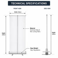 Expositor enrollable premium de 85x200cm con soporte de aluminio de alta resistencia, reemplazo de lona sin herramientas, OEM