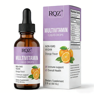 Gouttes liquides <span class=keywords><strong>multivitamin</strong></span>ées (saveur <span class=keywords><strong>orange</strong></span>) sans OGM, véganes, pour adultes, apportant de l'énergie |   2 fl oz (60 ml) 2 portions par 24 mois - Product Image 1