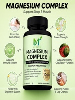 Complexe de magnésium OEM 1000 mg, complément alimentaire pour adultes - Soutien musculaire et osseux, 90 capsules/flacon