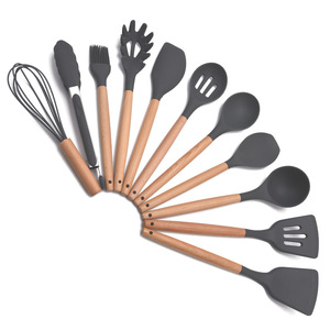 Juego de Utensilios de Cocina de Silicona con Mango de Bambú, Espátula, Pala, Juego de Herramientas de Cocina con Mango de Madera y Caja de Almacenamiento - Product Image 1