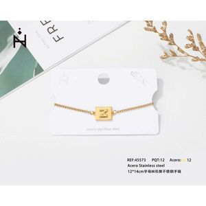 Bracciale in Acciaio Inossidabile 12x14cm con Lettera M Placcato Oro, Unisex, Regalo alla Moda - Product Image 1