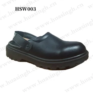ZH,black/white with heel belt ESD medical safety shoes anti-static antifungal microfiber leather work slippers HSW003