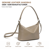 Sac à bandoulière Hobo en cuir véritable pour femmes avec fermeture éclair et sangle réglable pour les sorties quotidiennes Logo personnalisé OEM ODM