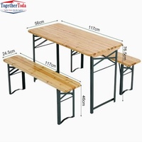 Mobilier d'extérieur Bancs de patio en bois Portable Pliant Divertissant Patio Pique-nique Bière Tréteau Table d'extérieur