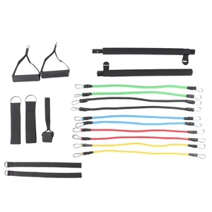 Home Gym Bar Kit With Resistance Bands Portable Gym Workout Adjustable Pilates Bar System