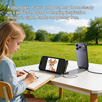 Câble de charge invisible 240W avec support 2-en-1, câble invisible latéral pliable et support de téléphone pour smartphones et tablettes