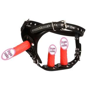<strong>Female</strong> <strong>Chastity</strong> <strong>Belt</strong> With Three Colors Waist Adjustable Removable Anal Plug and Dildo Soft PVC Leather Pant - Product Image 1