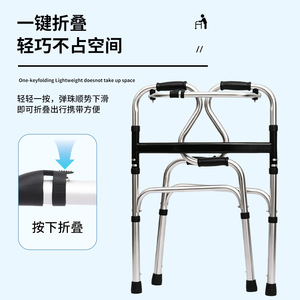 Déambulateur antidérapant à quatre roues pour personnes âgées, en acier inoxydable, double courbure, avec chariot de rangement à roulettes, fonctionnement manuel, Hebei - Product Image 5