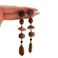 Boucles d'oreilles asymétriques en résine acrylique Lucite œil de tigre, style Maillard vintage, personnalisées, polyvalentes, luxe léger, cadeau