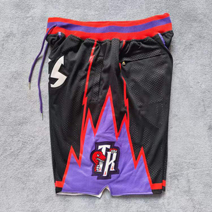 Shorts de basketball pour hommes en coton respirant à séchage rapide, avec logo personnalisé imprimé, longueur genou, cordon de serrage, maille, service OEM - Product Image 3