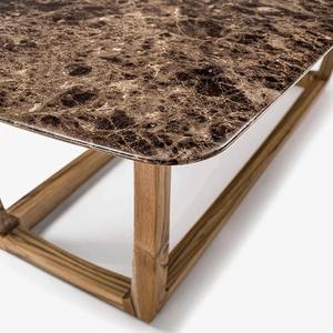 Ensemble de table et chaises en teck pour extérieur, avec chaises tressées, pour jardin, patio, balcon, cour, résistant aux intempéries - Product Image 4