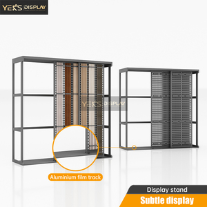 Tùy chỉnh hiện đại đẩy loại đục Bảng điều khiển hiển thị đứng kim loại trượt Kệ khả năng chịu nước cho bán lẻ hiển thị - Product Image 6