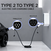 Câble de charge EV portable NTO Type2 vers Type2 7KW 5M pour voitures électriques avec stations de recharge publiques