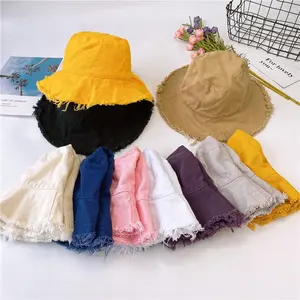 Chapeau en coton pour femmes, bonnet seau pliable, bon marché, en couleur, à la mode, pour espace, vacances, voyage en plein air, collection Offre Spéciale