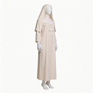 Disfraz de monja blanca, vestido religioso color blanco hóveda con cruz, disfraz de Halloween para adultos - Product Image 2