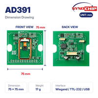 Module de scanner de codes-barres 1D 2D QR intégré AD391 avec lumière d'appoint, décodage inverse, Wiegand, USB, TTL232 pour contrôle d'accès d'ascenseur