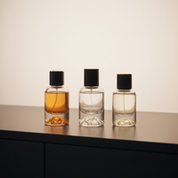 Botella de Perfume de Vidrio Volcánico de 50ml/30ml con Pulverizador, Tapa de Rosca de Plástico, Color de Alta Gama, Redonda, para Muestras de Aceites Esenciales para Mujer