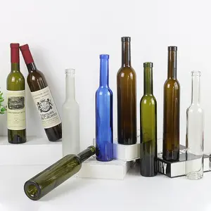 Toptan 200ml 375ml 500ml buzlu cam buz mantar ile Liqueur suyu içecek için şarap şişeleri