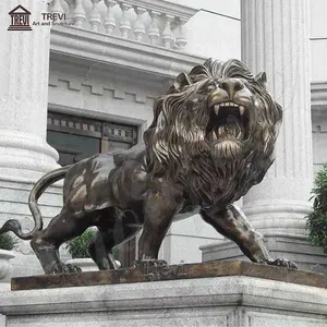 גדול חיצוני חיים גודל חיות בר נחושת פסלי ברונזה אבן האריה פיסול