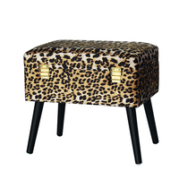 Tabouret de rangement en velours, design d'animaux sauvages