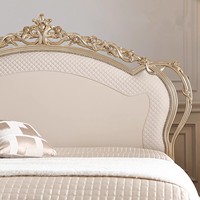 Lit de Mariage Classique Luxueux 1,8 m en Bois Massif, Tapisserie en Cuir, Motifs Sculptés, Style Européen et Américain, pour Villa et Chambre à Coucher