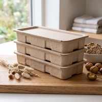 Boîte de rangement en pulpe moulée naturelle écologique pour la maison, organisateur d'emballage en papier durable